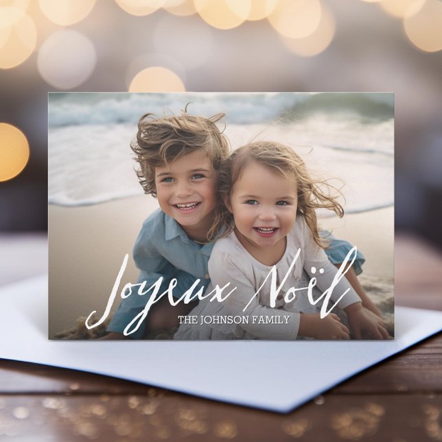 Joyeux Noel - Feliz Navidad Moderna, foto completa (Unique Photo Card)