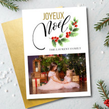 Joyeux Noël Holly Foto de tarjetas de Navidades fr