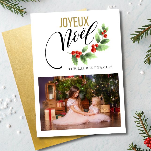 Joyeux Noël Holly Foto de tarjetas de Navidades fr (Subido por el creador)