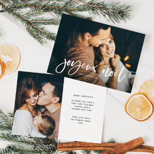 Joyeux Noël Moderno Navidad Dos Fotos Tarjeta de