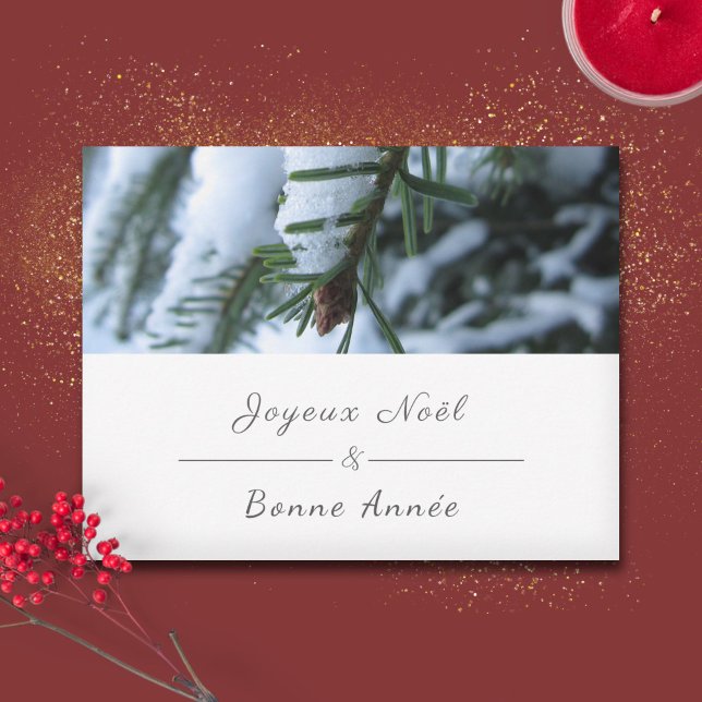 Joyeux Noël, Navidad y Año Nuevo francés, Árbol de (Joyeux Noël, French Christmas & New Year, Fir Tree Holiday Card)