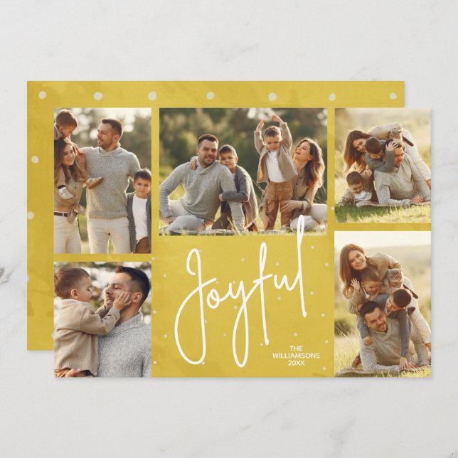 JOYFUE Multi Photo Gold Navidades Tarjeta de vacac (Anverso / Reverso)