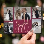 JOYFUH Script Photo Navidad Tarjeta de vacaciones<br><div class="desc">Las tarjetas de vacaciones de varios Navidades de fotos incluyen sus nombres y la palabra Joyful en letras de moda en un fondo de arándano. Sólo tienes que subir tus fotos favoritas y añadir tu personalización al fondo. Seleccione Alta Definición para obtener la mejor calidad de las fotos. El servicio...</div>