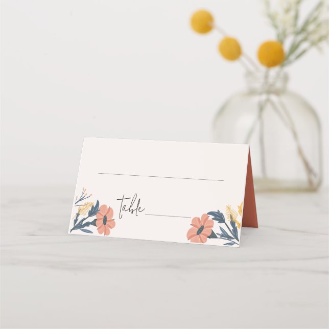 Joyful Floral Wedding Invitación Decor Place Card (Anverso)