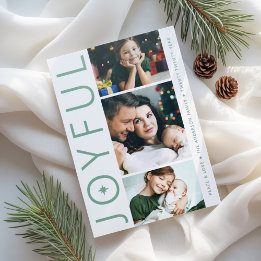 Joyful Modern Three Photo Christmas