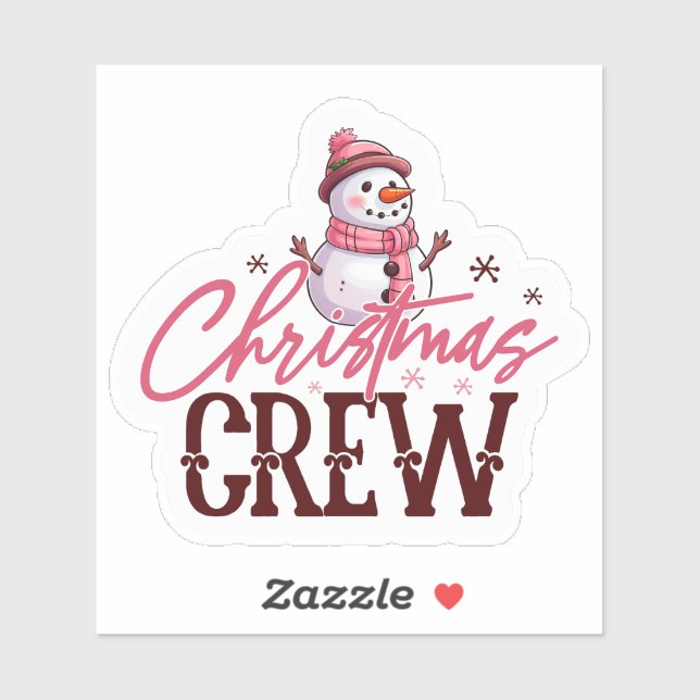 Joyful Pink Snowman Pegatina (Hoja)