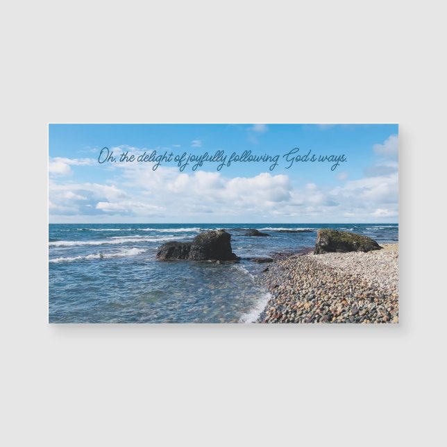 Joyful Quote Inspiring Beach Photography Magnet (Anverso)