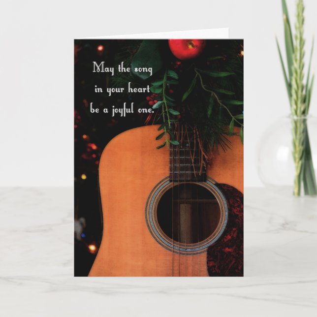 Joyful Song Acoustic Guitar Navidades Tarjeta (Anverso)