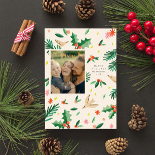 Joyful Woodland Botanicals Navidad tarjeta de vaca