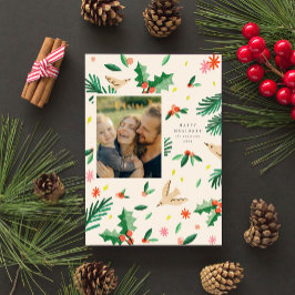 Joyful Woodland Botanicals Navidad tarjeta de vaca