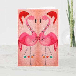 Joyous Flamingo Tarjeta de Navidades: Rosa
