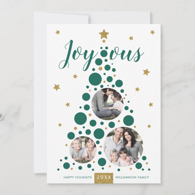 Joyous Green & Gold Pine Tree | Tarjeta fotográfic (Anverso)