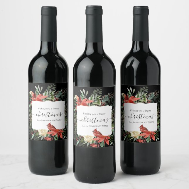 Joyous Navidades Vacaciones Etiqueta de vino del c (Botellas)