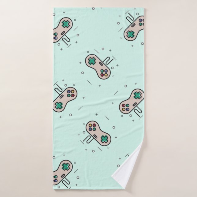 joystick de juego gris en azul (Toalla de baño)