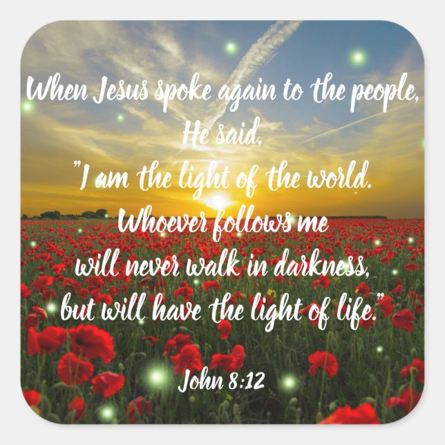 Juan 8:12 Biblia versus Pegatinas de las escritura (Anverso)