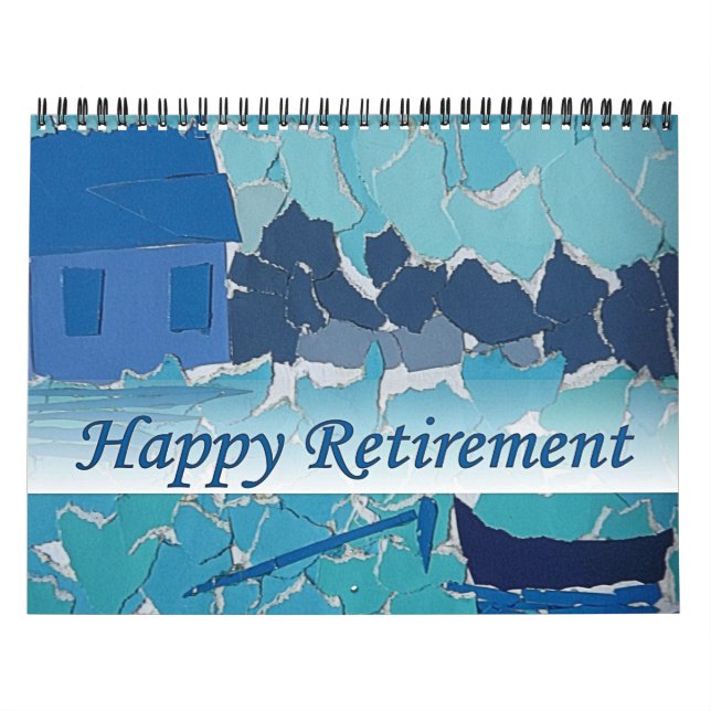 Jubilación 2016 Calendario Art Blue BoatDos página (Tapa)