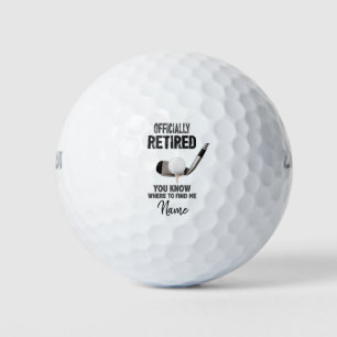 Jubilación de golf con bola de golf y hierro para