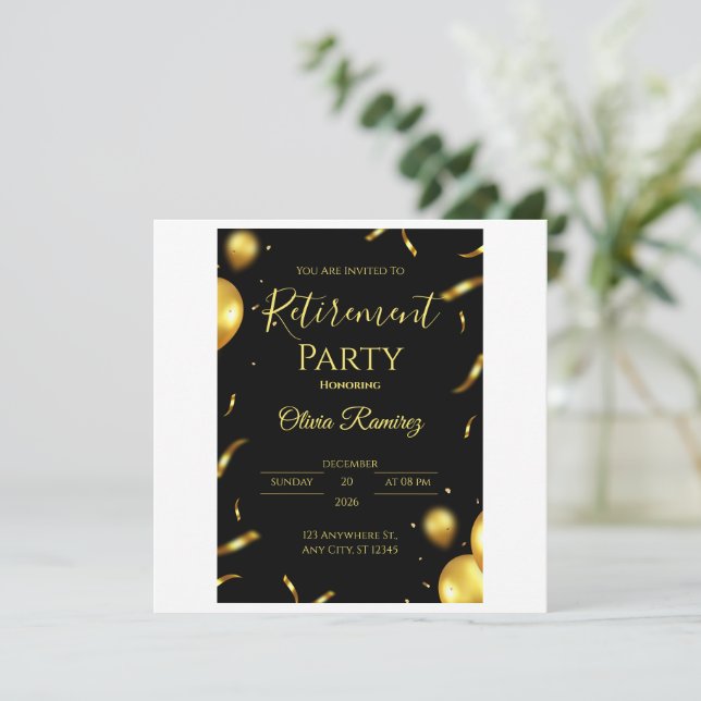 Jubilación Elegante De Oro Y Negro (Anverso de pie)