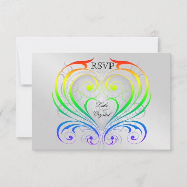 Jubilee Rainbow Heart Rsvp Invitación (Anverso)