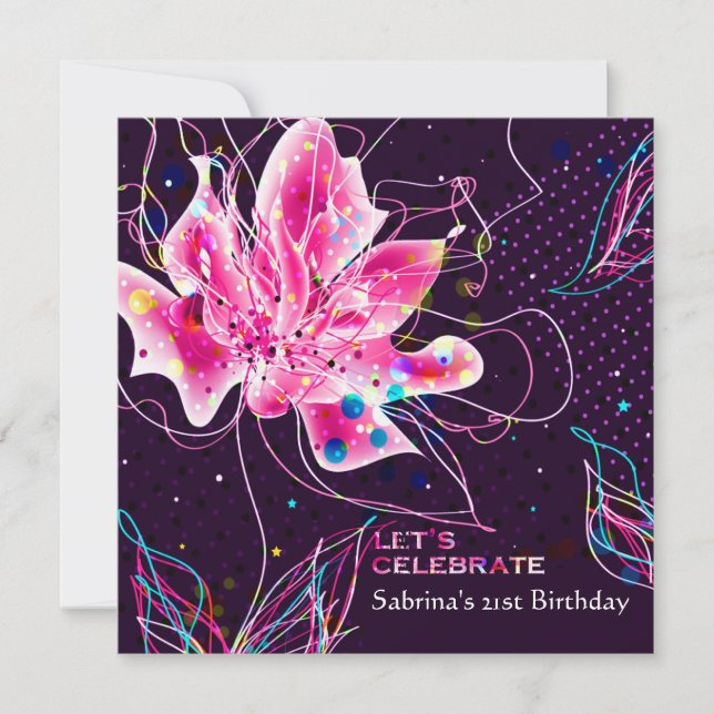 Jubileo Floral - Invitación a fiesta de cumpleaños (Anverso)