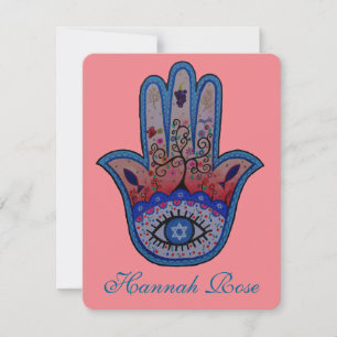 JUDAIC HAMSA BAT BAR INVITACIÓN MITZVAH