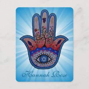 JUDAIC HAMSA BAT BAR INVITACIÓN MITZVAH