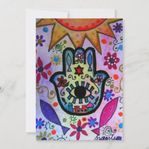 JUDAIC HAMSA BAT BAR INVITACIÓN MITZVAH