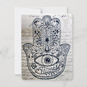 JUDAIC HAMSA BAT BAR INVITACIÓN MITZVAH