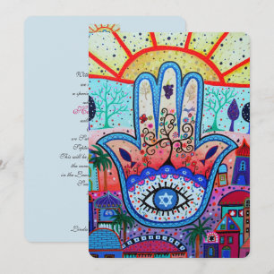 JUDAIC HAMSA BAT BAR INVITACIÓN MITZVAH