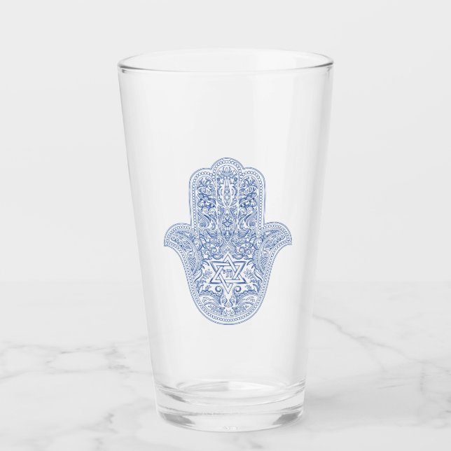 Judaica - Bebidas de gafas - Hamsa Design (Anverso)