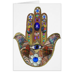 Judaica Hamsa Hearts Flowers Opal Art Print
