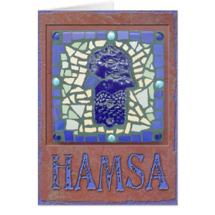 Judaica: Mosaico Hamsa que brilla intensamente