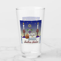 Judea Shabbat Shalom Art Print Glass Cup