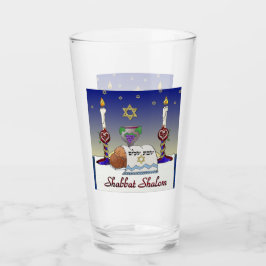 Judea Shabbat Shalom Art Print Glass Cup