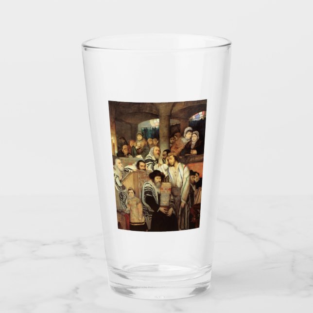 Judíos rezando en la sinagoga de Yom Kippur (Anverso)