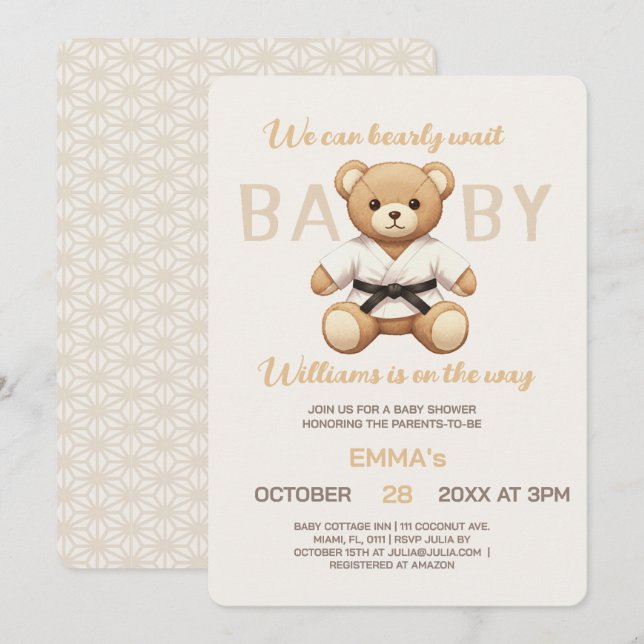 Judo Black Belt Bear Baby Shower Collection  (Anverso / Reverso)