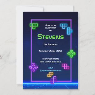 Juego activado invitación de jugador de neón verde