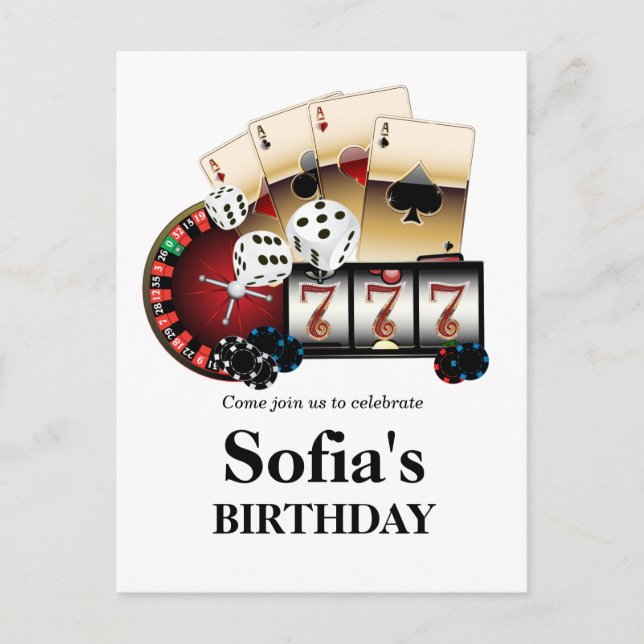 juego adulto de casino cumpleaños Carta postal (Anverso)