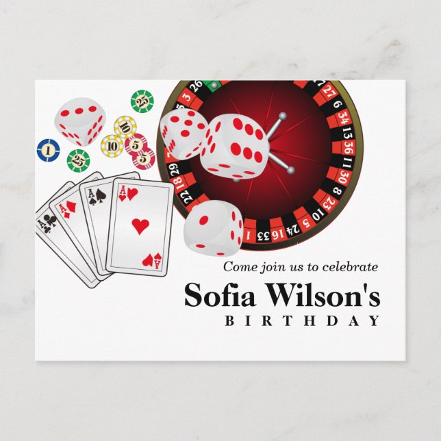 juego adulto de casino cumpleaños Carta postal (Anverso)