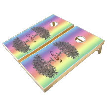 Juego Bean Bag Toss - Arcoiris y árbol familiar