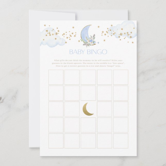 Juego Blue Moon Baby Shower Game Baby Bingo (Anverso)