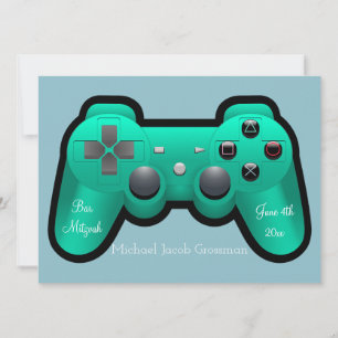 Juego, controlador, barra Mitzvah, invitación
