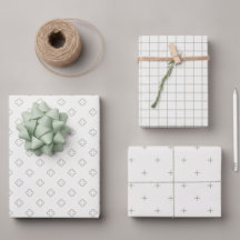 Juego coordinado de papel de regalo de salvia de e