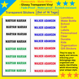 Juego de 16 etiquetas coloridas, pegatinas de nomb