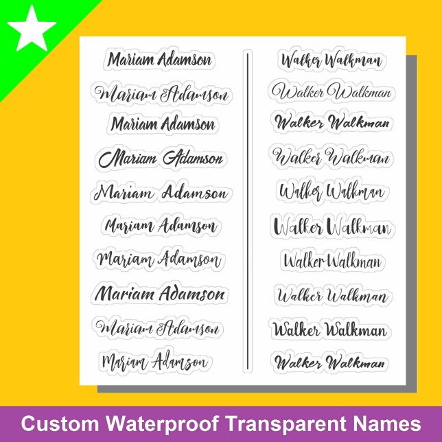 (Juego de 20) Pegatinas Black Transparent Simple N (Simple Transparent name stickers)