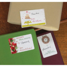 Juego de 24 etiquetas de Navidades de árbol, corre