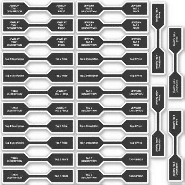 Juego de 26 Pegatinas de barbería negra con etique (Anverso)