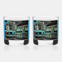 Juego de 2 vasos de rocas impresas CLRV Neon en st