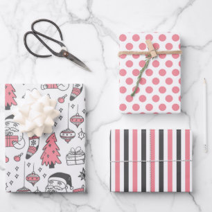 Juego de 3 hojas de papel de regalo con garabatos 