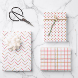 Juego de 3 hojas de papel de regalo Coral y Arena